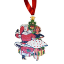 Woman Dancing with Santa Wooden Ornament-1