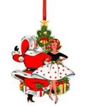 Woman Dancing with Santa Wooden Ornament-3