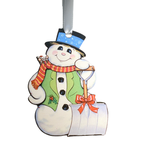 Vintage Snowman with Shovel Ornament