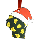Wisconsin Cheese Pattern with Santa Hat Ornament-1