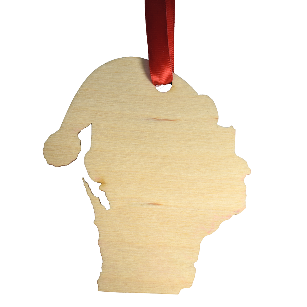 Wisconsin Cheese Pattern with Santa Hat Ornament