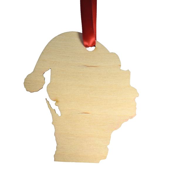 Wisconsin Cheese Pattern with Santa Hat Ornament