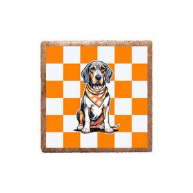 Checkerboard Bluetick Coonhound Ceramic Magnet