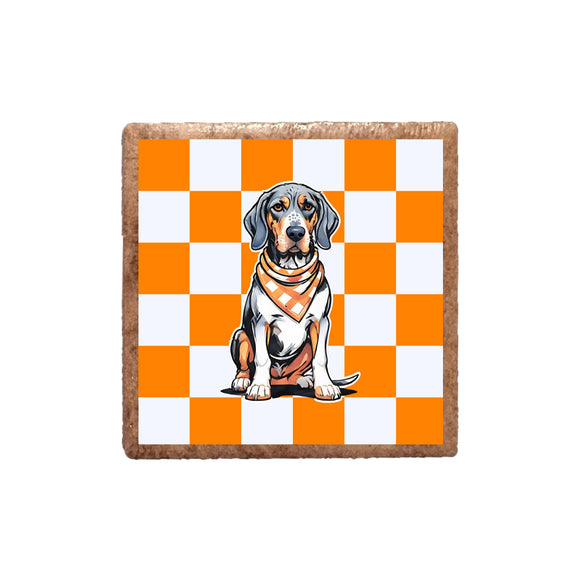 Checkerboard Bluetick Coonhound Ceramic Magnet