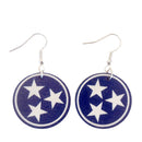 Tennessee Blue and White Tri-Star Earrings-2