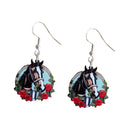 Derby Horse in Rose Wreath Earrings-2