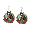 Derby Horse in Rose Wreath Earrings-3
