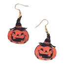 Pumpkin with Witch Hat Halloween Earrings-2