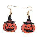 Pumpkin with Witch Hat Halloween Earrings-1