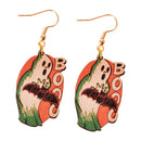 Ghost with Bat Halloween Earrings-1