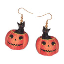 Cat in Pumpkin Halloween Earrings-3