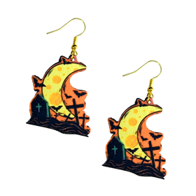 Moon in Cemetery Earrings