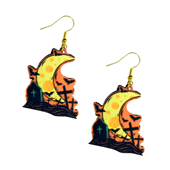 Moon in Cemetery Earrings