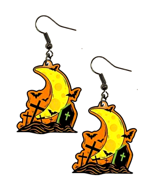 Moon in Cemetery Earrings