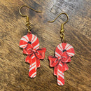Candy Cane Holiday Earrings-2
