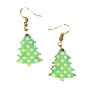 Christmas Tree Green Dots Holiday Earrings-1