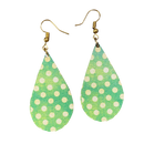 Green Dots Teardrop Holiday Earrings-1