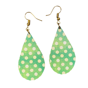 Green Dots Teardrop Holiday Earrings