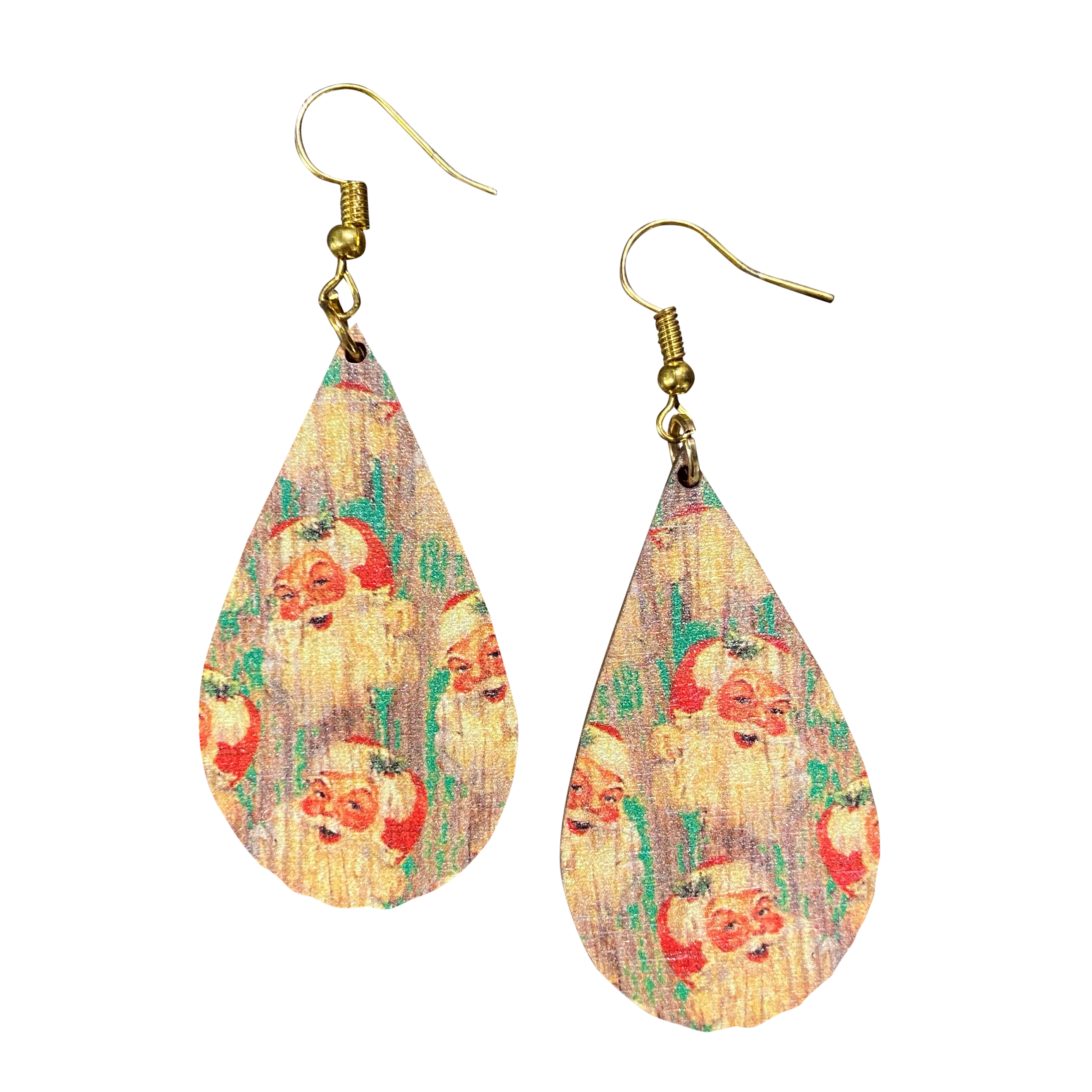 Vintage Santa Teardrop Holiday Earrings