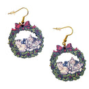 Vintage Cat in Wreath Earrings-1