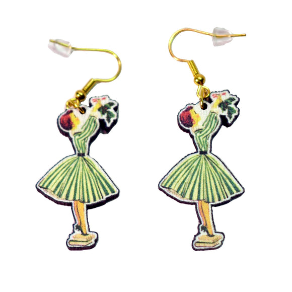 Vintage Lady Hanging Mistletoe Earrings