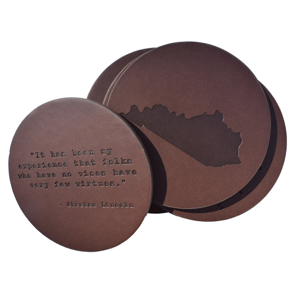 Abraham Lincoln Quote Leather Coaster