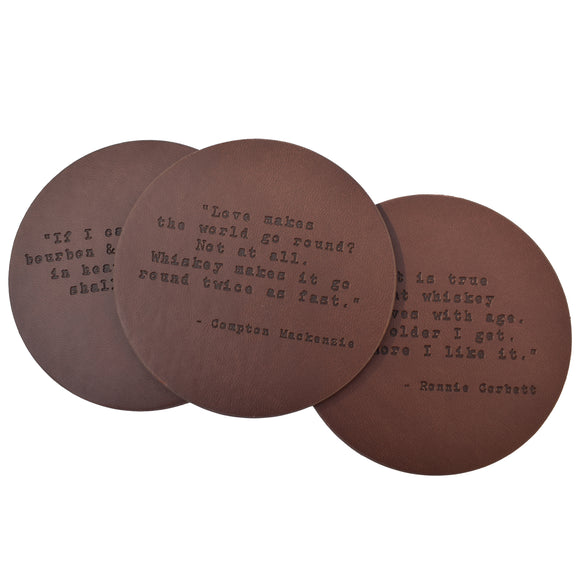 Compton Mackenzie Quote Leather Coaster