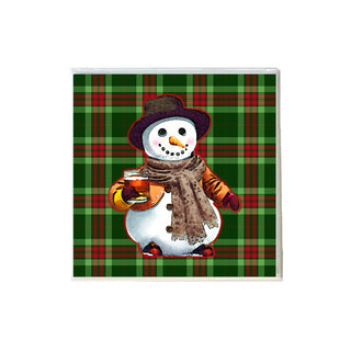 Snowman Drinking Bourbon Coaster