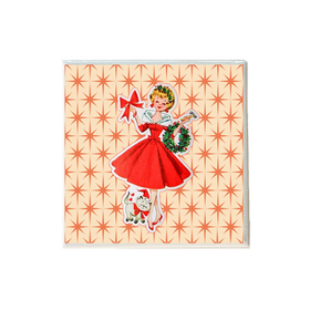 Christmas Lady with Cat Coaster