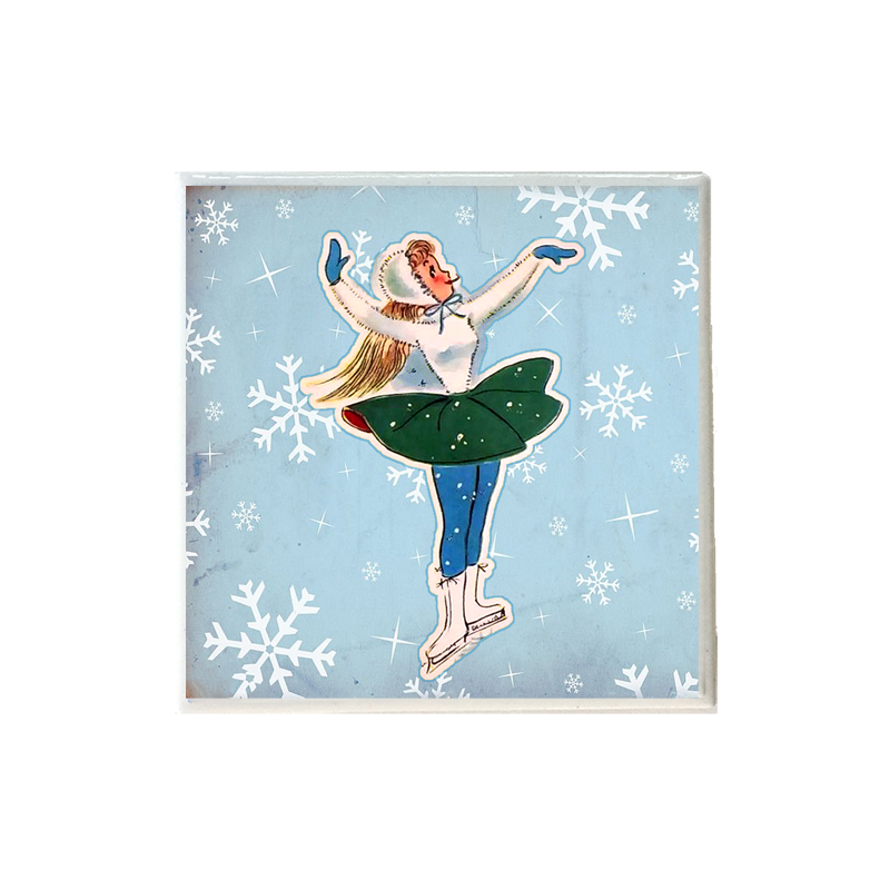 Vintage Ice Skater Coaster