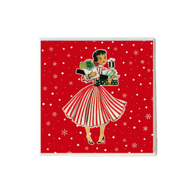 Vintage Lady Holding Presents Coaster