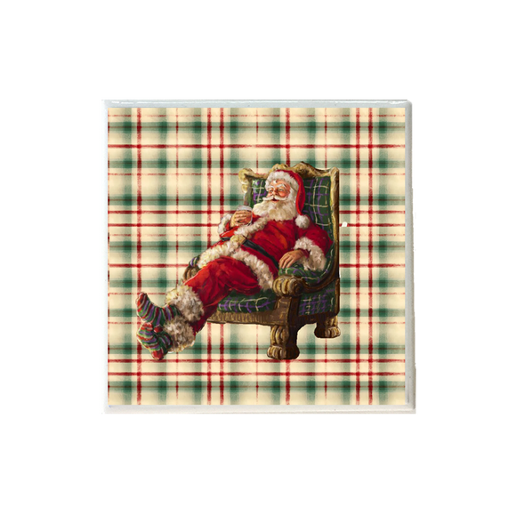 Santa Drinking Bourbon in Chair Coaster