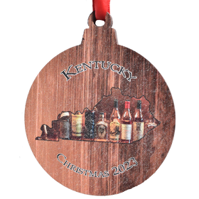 Bottles with Christmas Printed Wooden Ornament