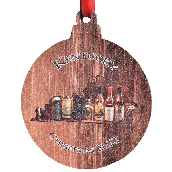Bottles with Christmas Printed Wooden Ornament