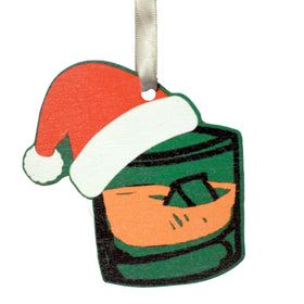 Bourbon Rocks Glass with Santa Hat Ornament