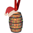 Bourbon Barrel with Lights and Santa Hat Ornament-1