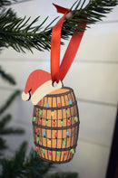 Bourbon Barrel with Lights and Santa Hat Ornament-3