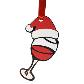 Wine Glass with Santa Hat Ornament