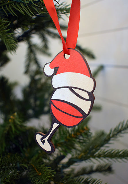 Wine Glass with Santa Hat Ornament