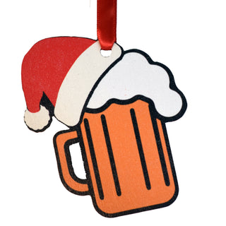 Beer with Santa Hat Ornament