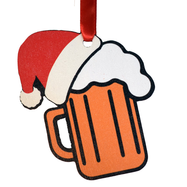 Beer with Santa Hat Ornament