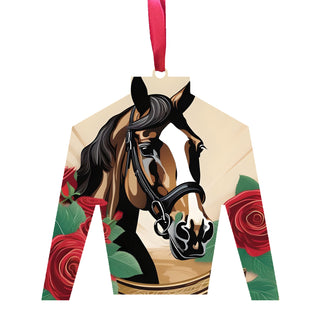 Derby Silk with Horse and Roses Wooden Ornament
