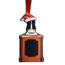 Bourbon Bottle with Christmas Hat Wooden Ornament-1