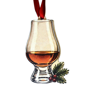 Holiday Snifter Glass Wooden Ornament