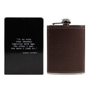 Ronnie Corbett Quote Leather Flask-2
