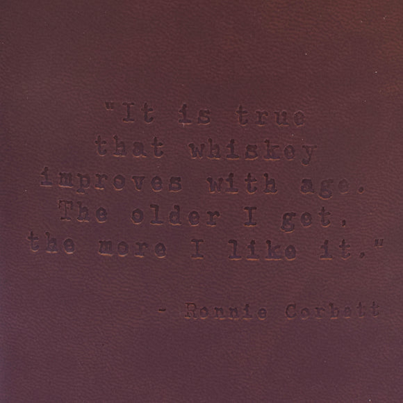 Ronnie Corbett Quote Leather Flask