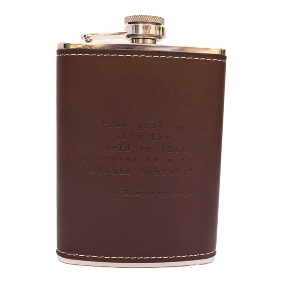 Humphrey Bogart Quote Leather Flask