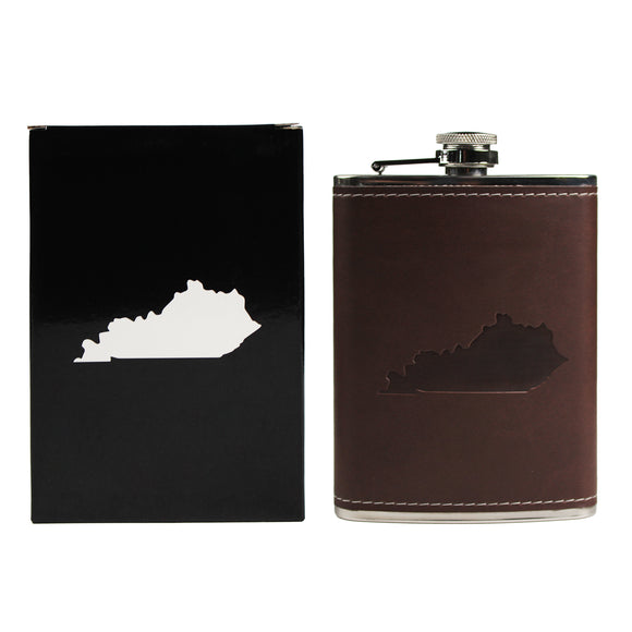 Kentucky Shape Leather Flask