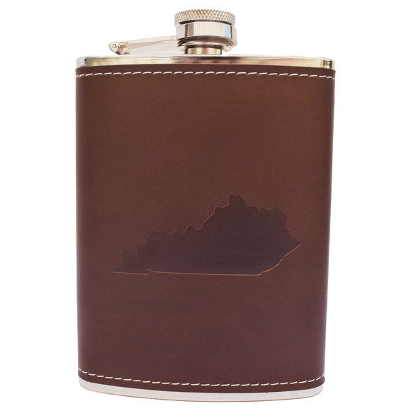 Kentucky Shape Leather Flask