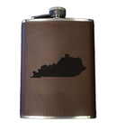 Kentucky Shape Leather Flask-1
